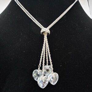 Dazzling Silver Heart Drop Necklace